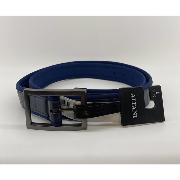 Alfani Other - Alfani Men's Large 38-40 Belt Neoprene Cushioned 1 3/8" Wide Navy Blue NEW